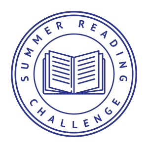 夏季阅读挑战标志-简单的线书标志围在圈内，文字围绕在外面