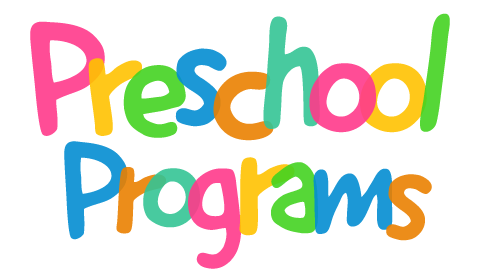 Rainbow preschol programs text on white background
